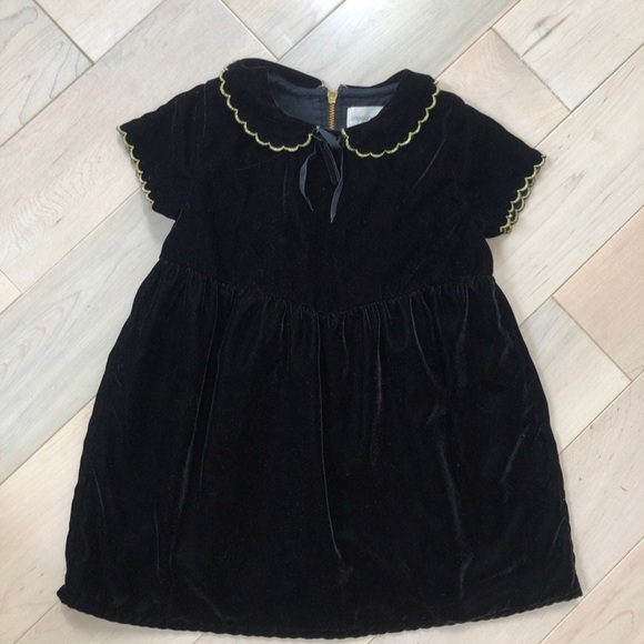 Louis Louise girls soft velvet black gold trim dress - Picture 2 of 7
